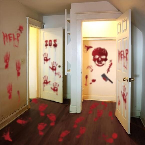 119 PCS Bloody Halloween Decorations Halloween Bloody Handprint - Picture 1 of 8